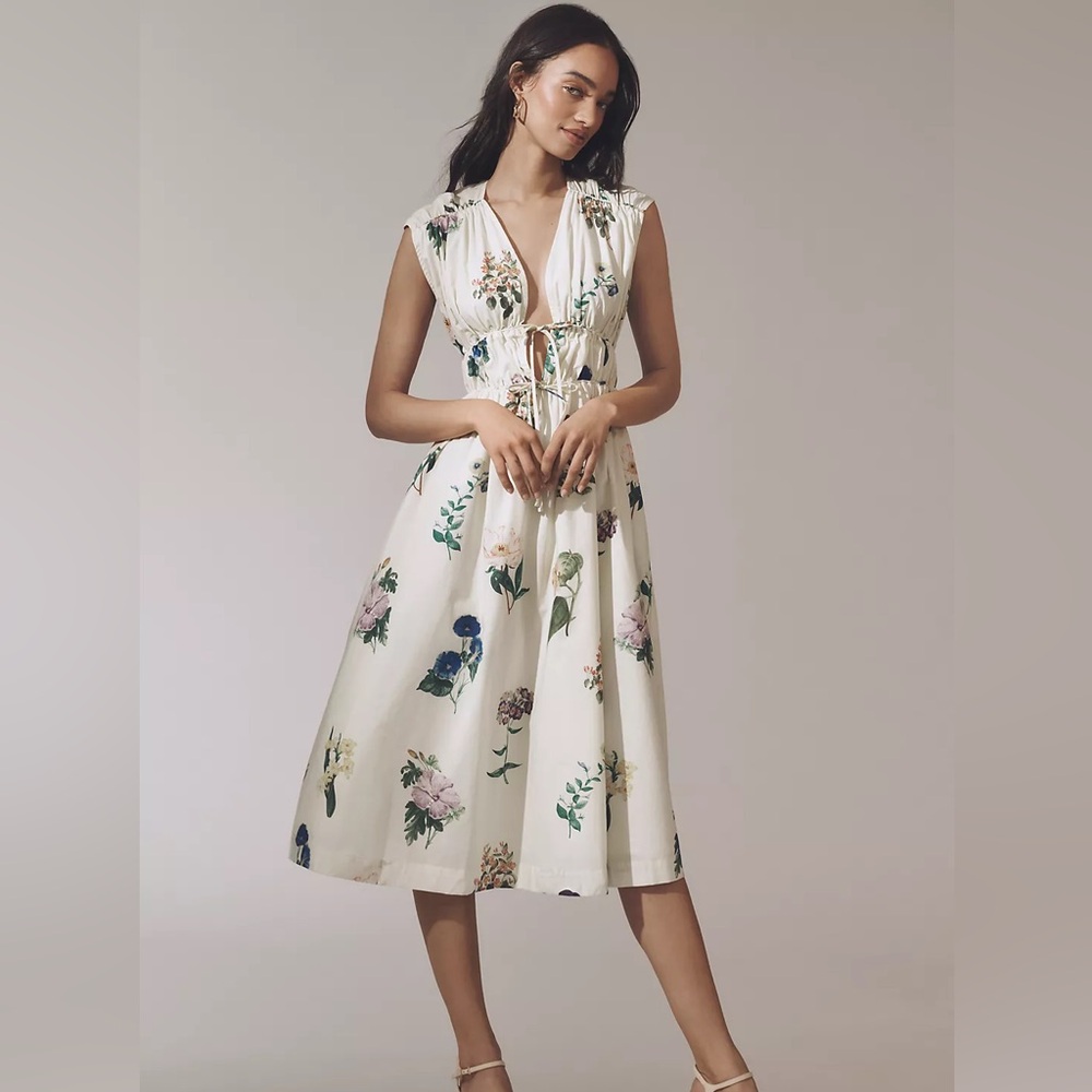 En Saison Cream Flutter Sleeve Midi Dress Ashley